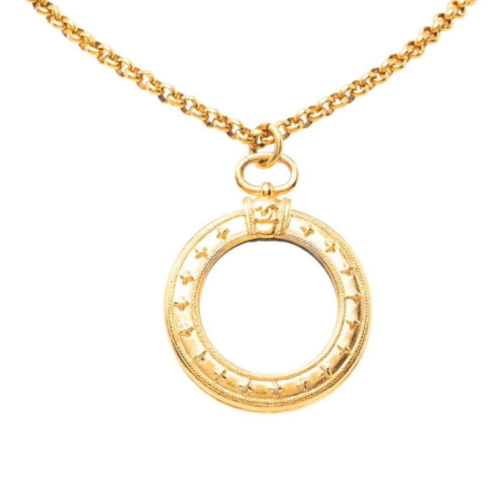 CHANEL Authentic Vintage Gold Logo Necklace